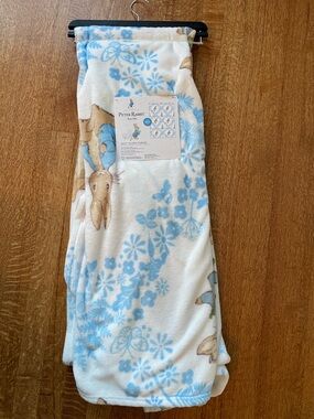Peter Rabbit Beatrix Potter Soft Plush Throw Blanket 50x70 Blue White Classic